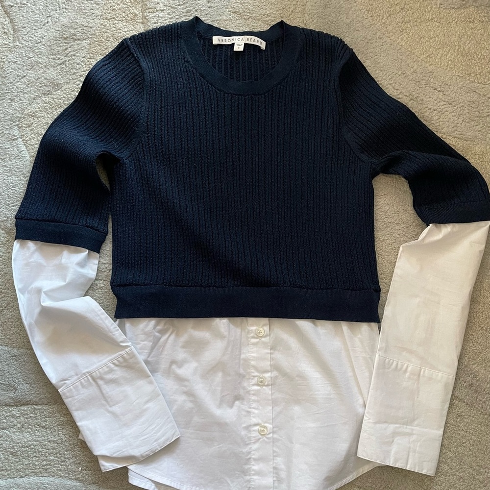 Veronica Beard - fabulous sweater/shirt.  Navy/White.  Worn once!